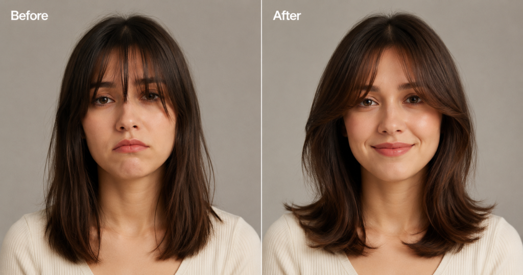 how to style curtain bangs
